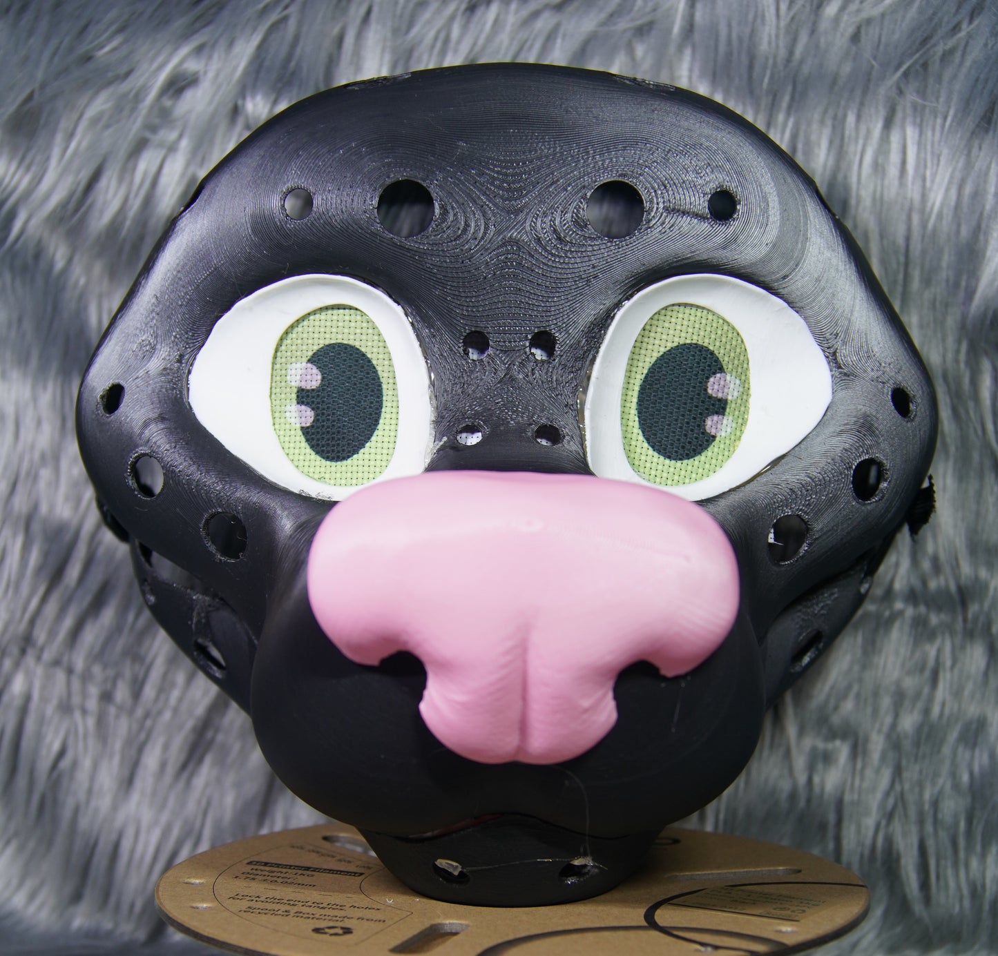 3d Printed Cute Wolf Fursuit Head Base with moveable jaw, eyes, teeth and more! PLA, ABS or Squishy TPU!