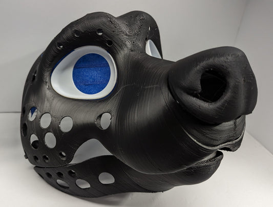 3d Printed Hyena Fursuit Head Base with moveable jaw, eyes, teeth and more! PLA, ABS or Squishy TPU!