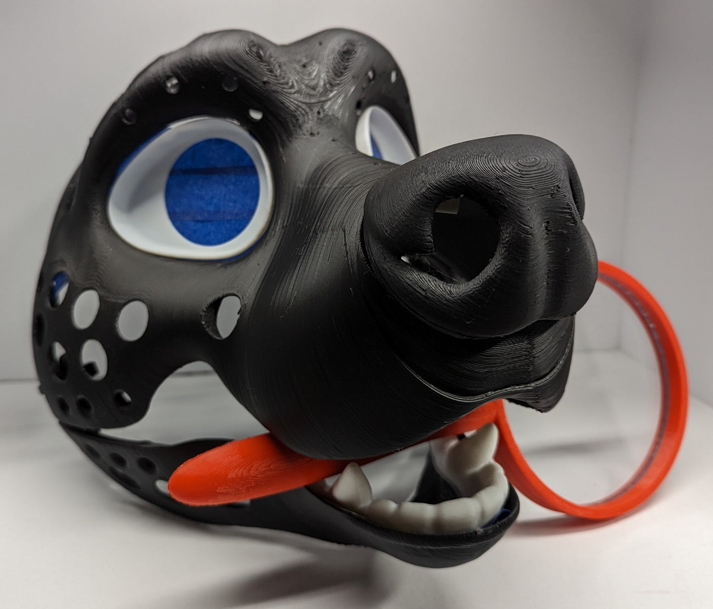 3d Printed Hyena Fursuit Head Base with moveable jaw, eyes, teeth and more! PLA, ABS or Squishy TPU!