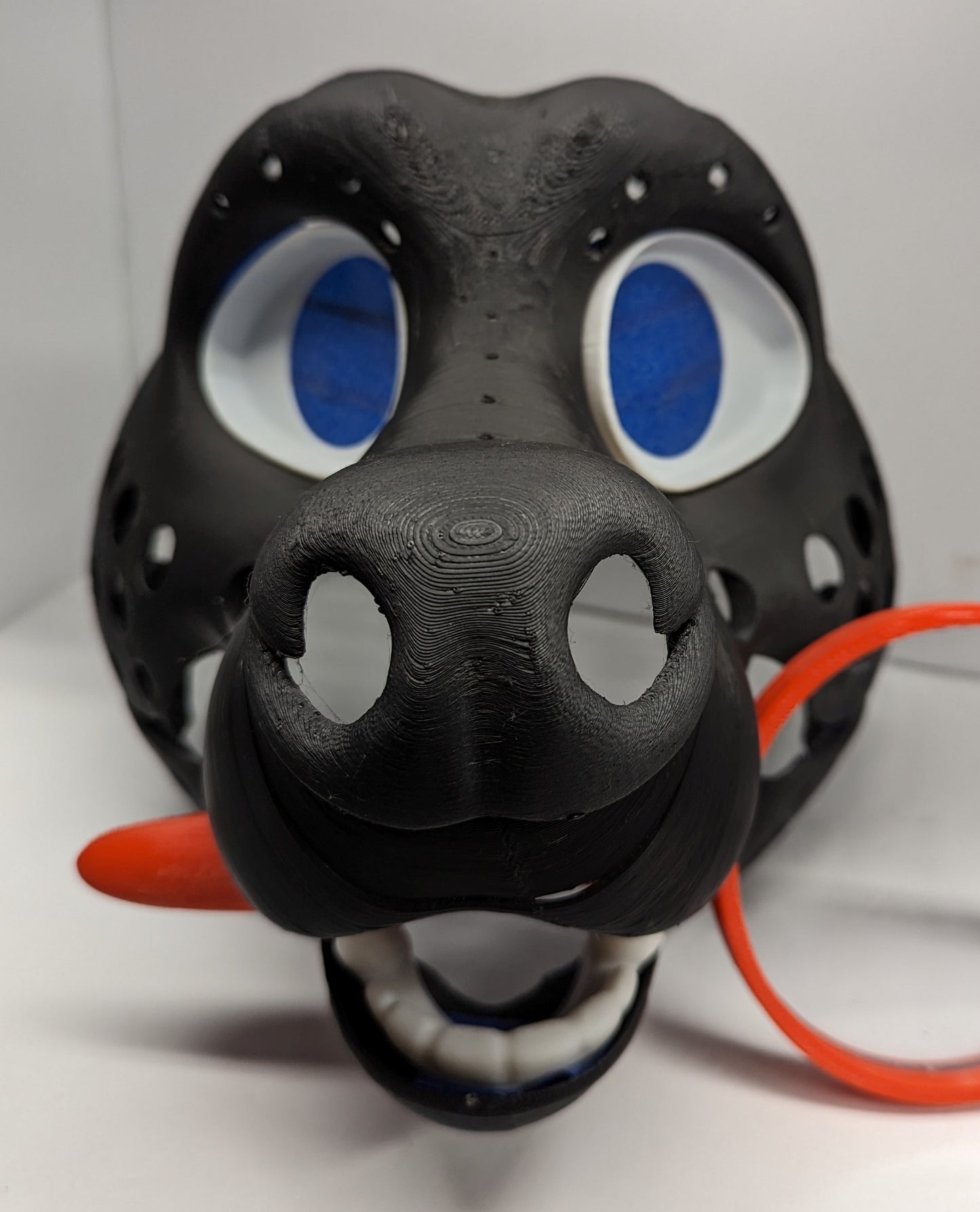 3d Printed Hyena Fursuit Head Base with moveable jaw, eyes, teeth and more! PLA, ABS or Squishy TPU!