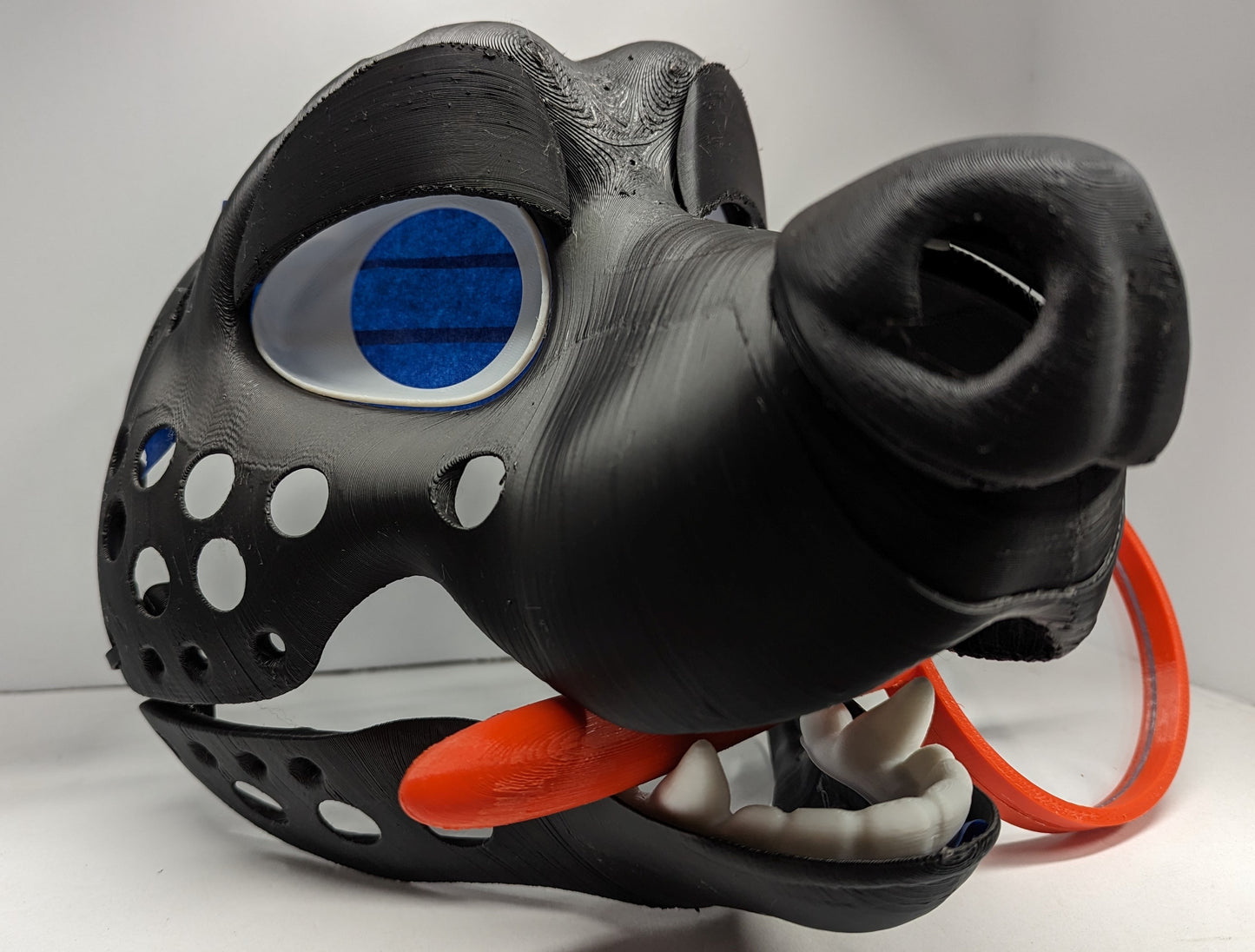 3d Printed Hyena Fursuit Head Base with moveable jaw, eyes, teeth and more! PLA, ABS or Squishy TPU!