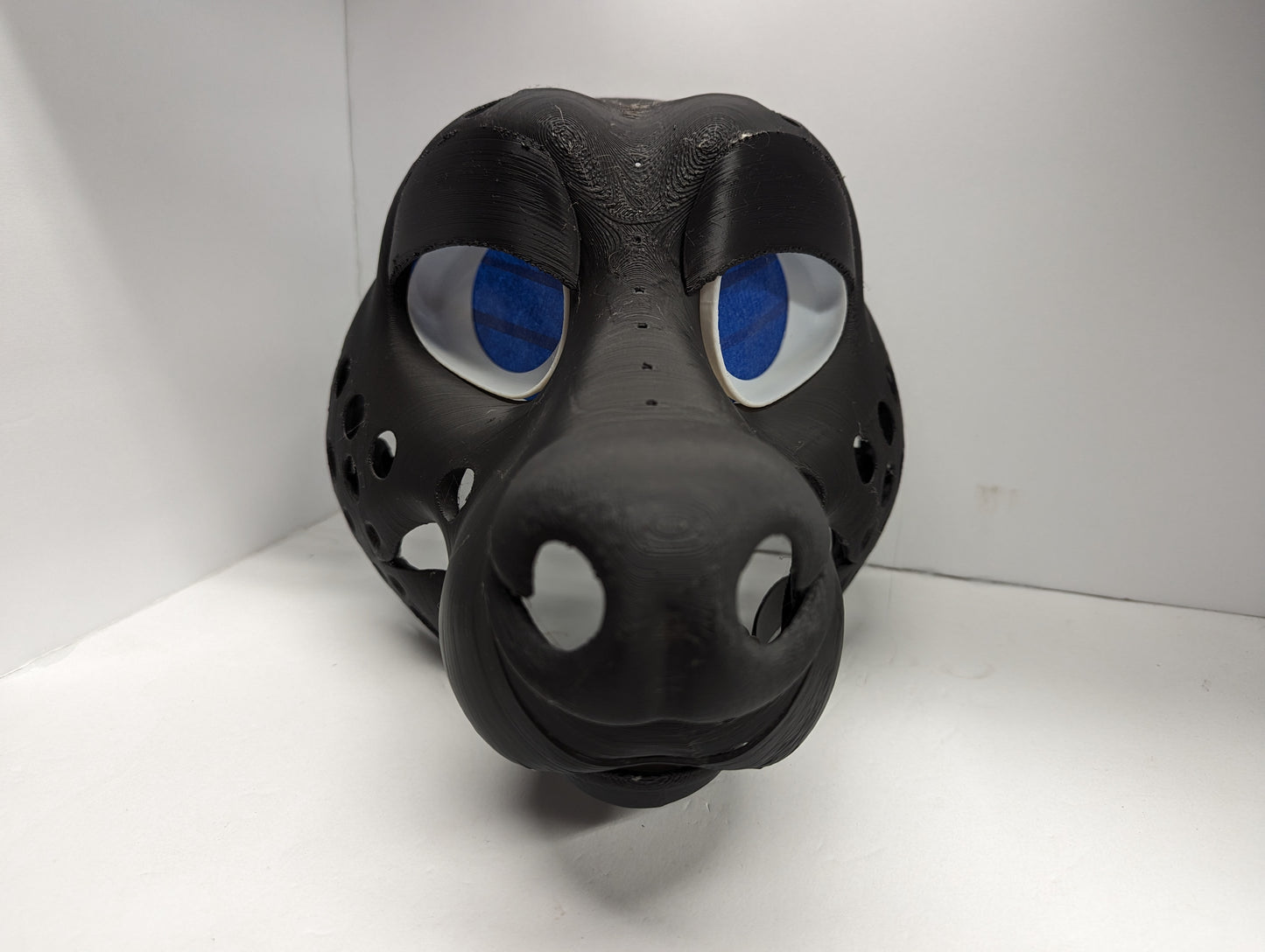 3d Printed Hyena Fursuit Head Base with moveable jaw, eyes, teeth and more! PLA, ABS or Squishy TPU!