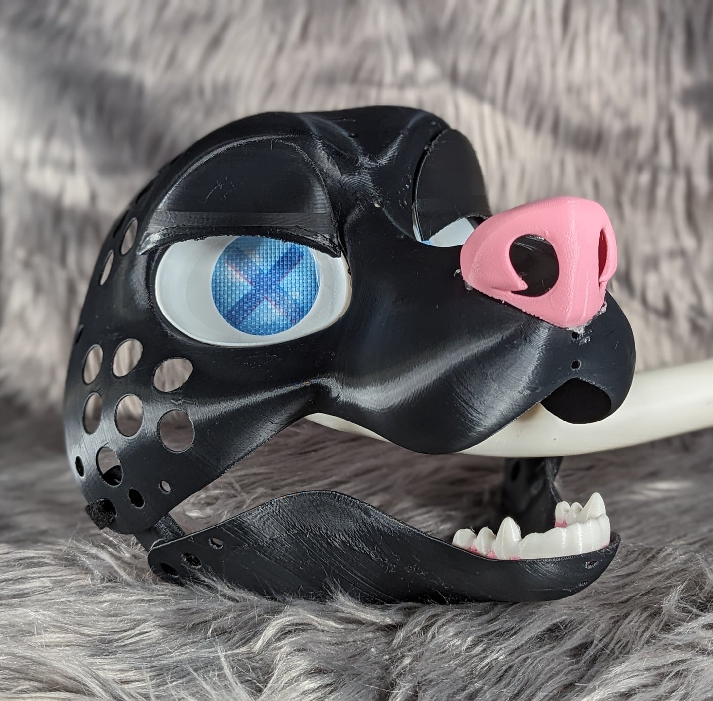 3d Printed Fox Fursuit Head Base with moveable jaw, eyes, teeth and more! PLA, ABS or Squishy TPU!