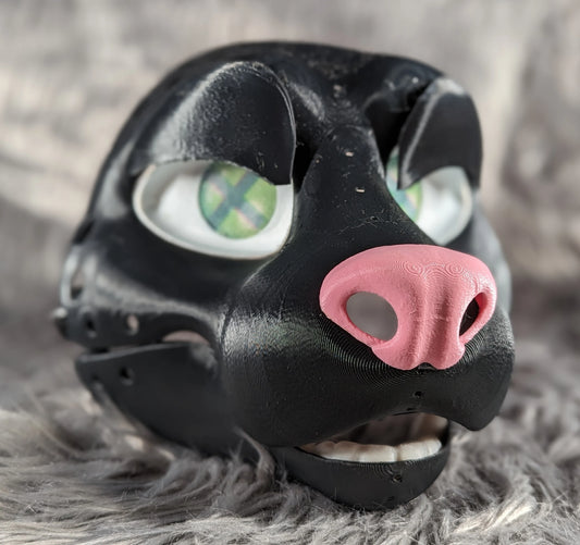 3d Printed Ferret Fursuit Head Base with moveable jaw, eyes, teeth and more! PLA, ABS or Squishy TPU!