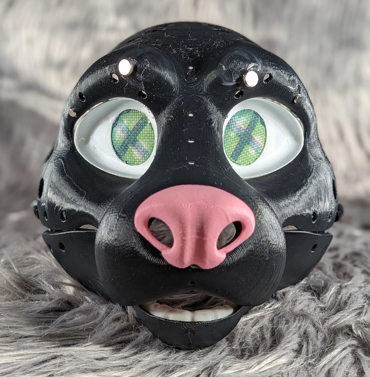 3d Printed Ferret Fursuit Head Base with moveable jaw, eyes, teeth and more! PLA, ABS or Squishy TPU!