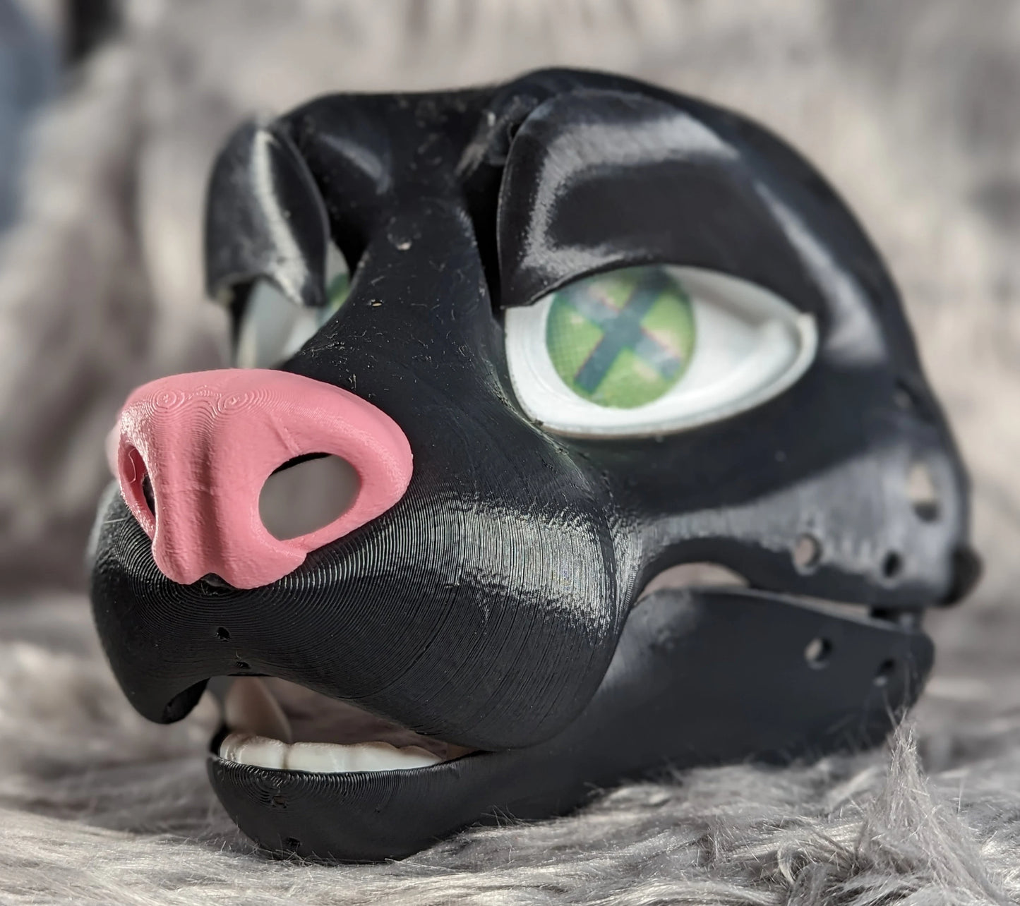 3d Printed Ferret Fursuit Head Base with moveable jaw, eyes, teeth and more! PLA, ABS or Squishy TPU!