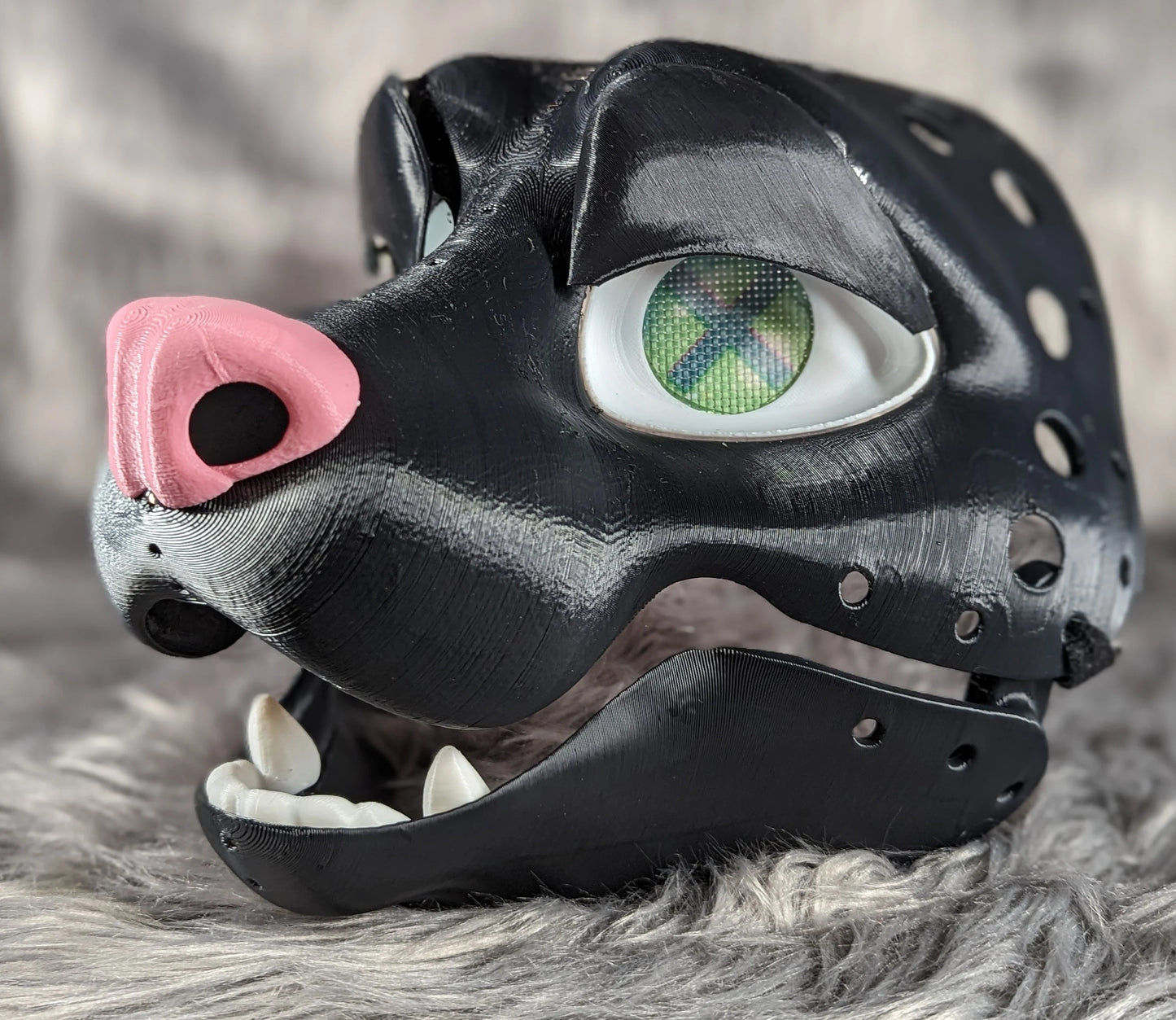 3d Printed Ferret Fursuit Head Base with moveable jaw, eyes, teeth and more! PLA, ABS or Squishy TPU!