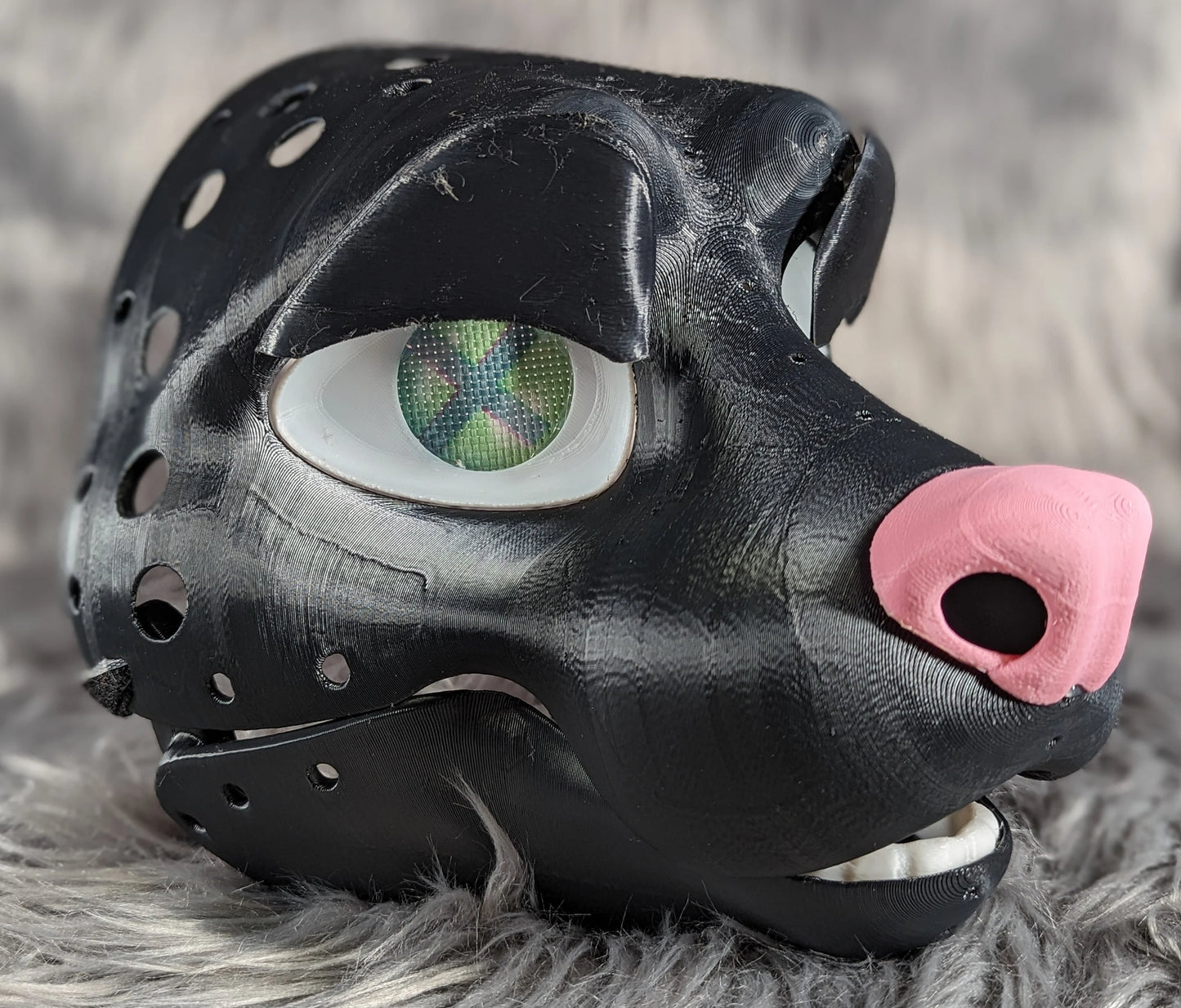 3d Printed Ferret Fursuit Head Base with moveable jaw, eyes, teeth and more! PLA, ABS or Squishy TPU!