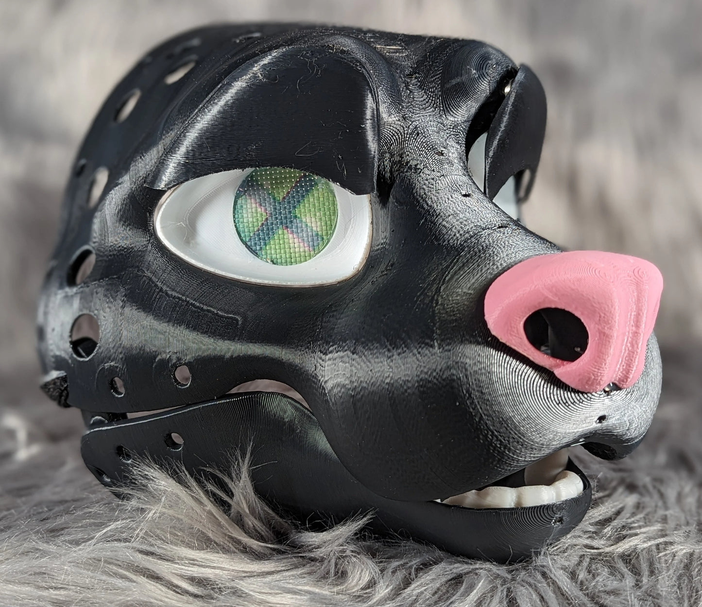 3d Printed Ferret Fursuit Head Base with moveable jaw, eyes, teeth and more! PLA, ABS or Squishy TPU!